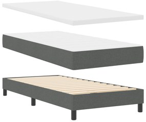 Cama Box Spring com Colchão Cinza Escuro 90x190 cm Tecido