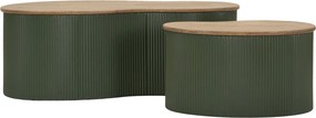 MESA DE CENTRO FRANKFURT CONJUNTO DE 2 PEÇAS 87X53X32-50X35X28 CM VERDE E CASTANHO