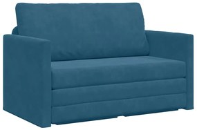 Sofá de chão-cama 2 em 1 Azul 124x204x61 cm Veludo