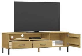 Móvel de TV c/ pernas de metal pinho maciço OSLO castanho