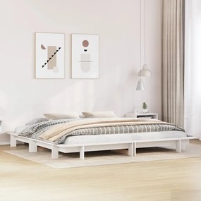 Cama sem colchão 180x200 cm madeira de pinho maciça branco