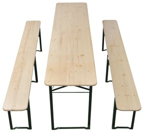 Mesa de cerveja dobrável c/ 2 bancos 220 cm madeira de abeto