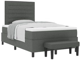 Cama Box com Colchão &amp; Banco Cinza Escuro 120x200 cm Tecido