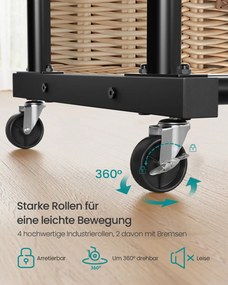 Guarda roupa cabideiro 46,5 x 110 x 155,5 cm com rodas para armazenamento flexível, Preto