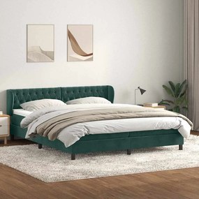 vidaXL Cama com molas/colchões 180x210 cm veludo verde-escuro