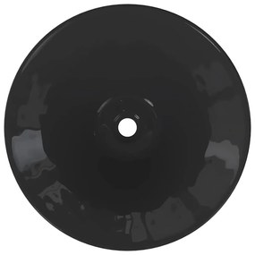 Lavatórios 2 pcs Ø42x14 cm cerâmica Preto Brilhante