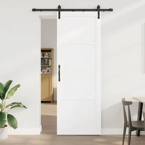 Porta Deslizante vidaXL com Conjunto de Ferragens Branca 83x232 cm Madeira Sólida de Pinho
