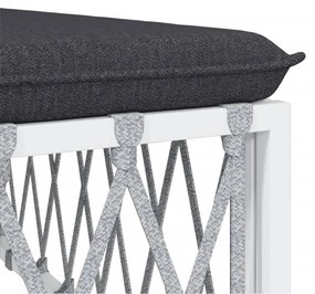 7 pcs conjunto lounge de jardim com almofadões aço branco