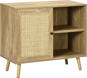HOMCOM Aparador de Sala de Estar com Porta de Vime e 2 Prateleiras de Armazenamento para Sala de Estar 80x39x70cm Madeira | Aosom Portugal