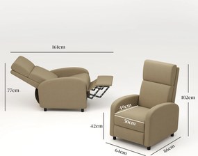 Poltrona relax, poltrona reclinável de sala, poltrona de relaxamento - encosto ajustável até 160°, apoio para os pés integrado