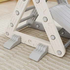 Triângulo de Escalada para Crianças de 18-48 Meses com Escorrega e Rampa 130x80x69 cm Cinza e Branco
