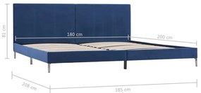 Estrutura de cama 180x200 cm tecido azul
