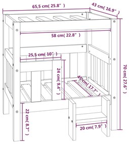 vidaXL Cama para cães 65,5x43x70 cm madeira de pinho maciça branco