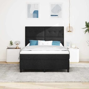 Cama Box com Colchão e Luz LED Preta, 140 x 200 cm, Estrutura em Tecid