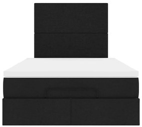 moldura de cama síriaXL otomana com colchão preto tecido
