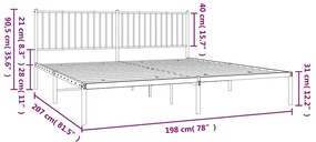 Estrutura de cama com cabeceira 193x203 cm metal preto