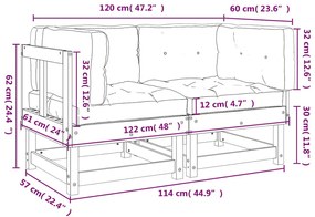Sofás de canto com almofadões 2 pcs madeira de douglas maciça
