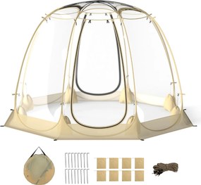 Tenda de bolha emergente em PVC 265 x 265 x 190 cm com rede mosquiteira Montagem instantânea À prova de intempéries e frio para 5-6 pessoas Portátil e
