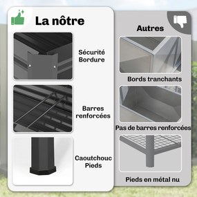 FLoreira em pés de metal 179 x 54 x 25 cm, floreira elevada de metal de 241 L com barras reforçadas e tecido não tecido, cinzento escuro