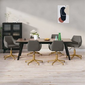 vidaXL Cadeiras de jantar giratórias 6 pcs veludo cinzento-escuro