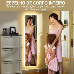 Espelho Pretty - De Pé/Parede com Luz LED - 40x150 cm - Com Iluminação