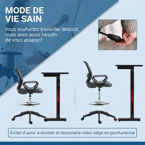 Cadeira de Escritório Alta, 76,5 x 68 x 120 cm, Assento Regulável em Altura, Cinzento