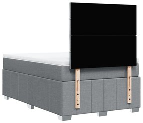 Cama boxspring com colchão 120x190 cm tecido cinzento-claro