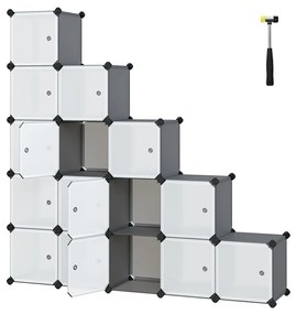Conjunto de caixas de 16 cubos plástico Tamanho por painel de plástico: 30 x 30 cm cinzento