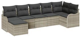 Conjunto de Sofá de Jardim vidaXL de 7 Peças com Almofadas Cinza Claro