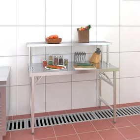 vidaXL Mesa trabalho cozinha c/ prateleira 120x60x115cm aço inoxidável