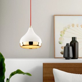Candeeiro de Teto Yildo – Branco, Vermelho, Dourado – Diâmetro 17 cm,