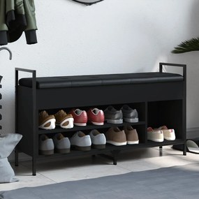 vidaXL Banco sapateira 105,5x32x57,5 cm derivados de madeira preto