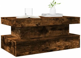 Mesa de centro com luzes LED 90x50x40 cm carvalho fumado