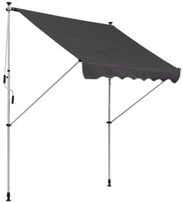 Outsunny Toldo Manual Retrátil 200x150 cm com Manivela de Alumínio Ângulo Ajustável Proteção Solar para Varanda Jardim Pátio Cinza