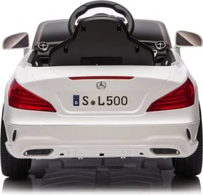 Carro elétrico para crianças até aos 5 anos Mercedes SL500, 12V com bateria de lítio, pneus borracha, controlo remoto Branco