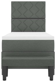 Cama Box Spring com Colchão e Banco Cinza Escuro 80x200 cm Tecido