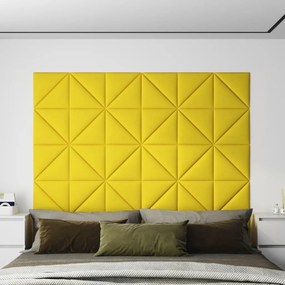 Painel de parede 12 pcs 30x30 cm tecido 0,54 m² amarelo-claro