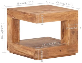 Mesa de centro 45x45x40 cm madeira de acácia maciça