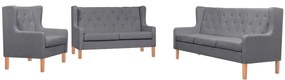Conjunto de sofás 3 pcs tecido cinzento