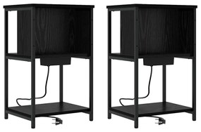 Armário de Cabeceira 2 pcs Carvalho preto 38 x 31 x 61 cm