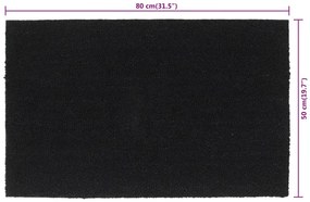 Tapete de porta 50x80 cm fibra de coco tufada preto