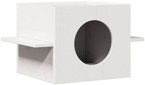 Casa do gato 51x35x30 cm madeira de pinho maciça branco