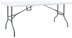 Mesa de jardim dobrável com 2 bancos 180 cm aço e PEAD branco