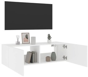 Móvel de parede para TV com luzes LED 100x35x31 cm branco