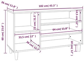 Sapateira Zaza - Com 5 Compartimentos - Cor Cinzento Sonoma - 102x36x6