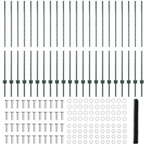 Postes de Cerca vidaXL 11 pcs U-Channel Verde 140 cm Aço