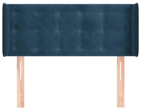 Cabeceira de cama c/ abas veludo 93x16x78/88 cm azul-escuro