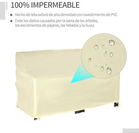 Capa Protetora para Baloiço 2 Lugares Capa Protetora de Móveis Impermeável Exterior Jardim Proteção contra Chuva e Sol 140x84x56/94cm Creme