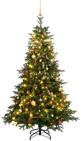 vidaXL Árvore Natal artificial articulada c/ 300 luzes LED+bolas 210cm
