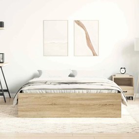 Estrutura de cama de casal pequena 120x190 cm carvalho sonoma
